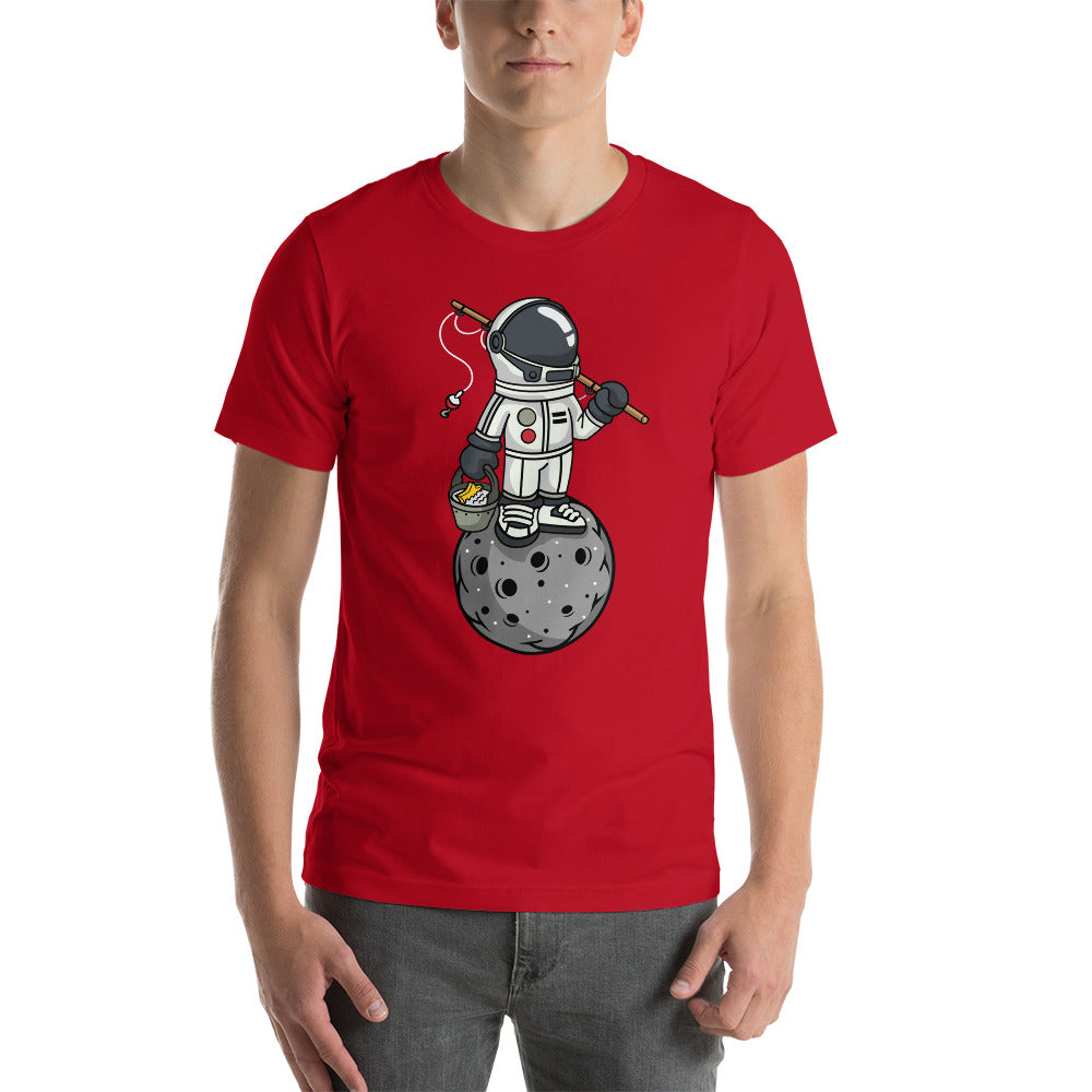 Astronaut | Fishing | Moon | Pop Art | Short-Sleeve | Unisex | T-Shirt