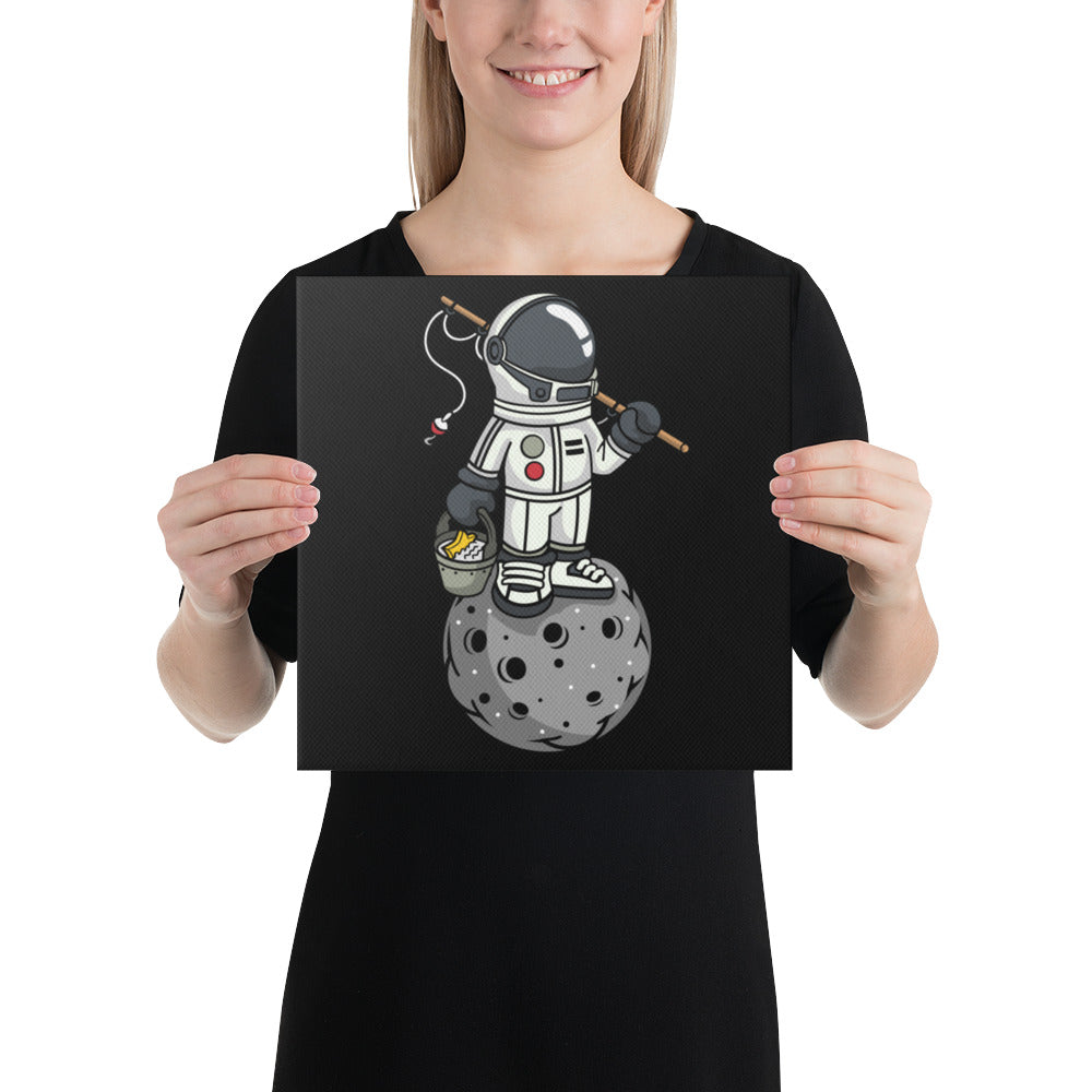 Astronaut | Moon | Fishing | Pop Art | Wrapped Canvas