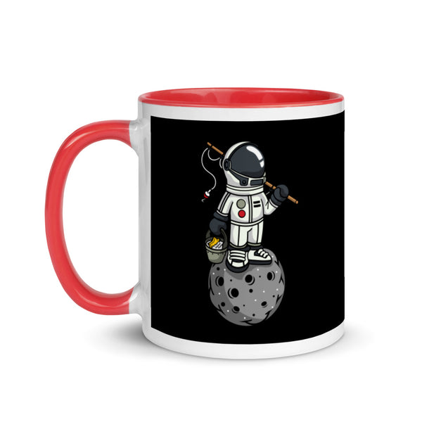Astronaut | Moon | Fishing | Pop Art | Mug with Color Inside